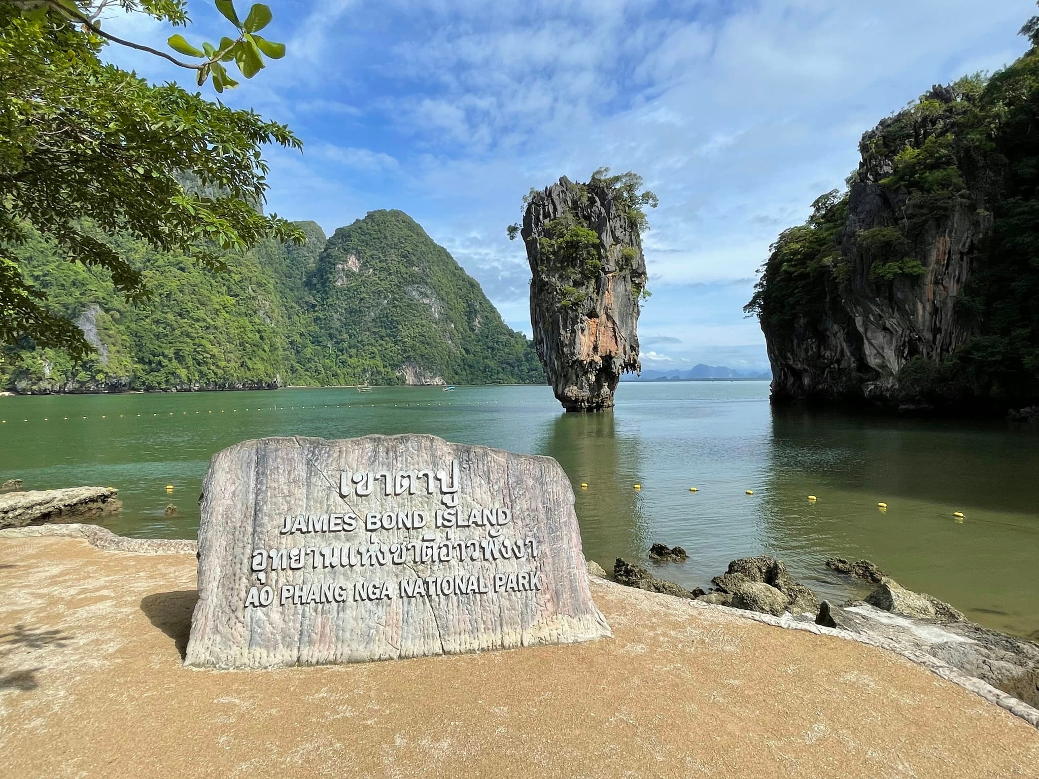 Iconic James Bond Island Ko Tapu limestone pinnacle rising from Phang Nga Bay