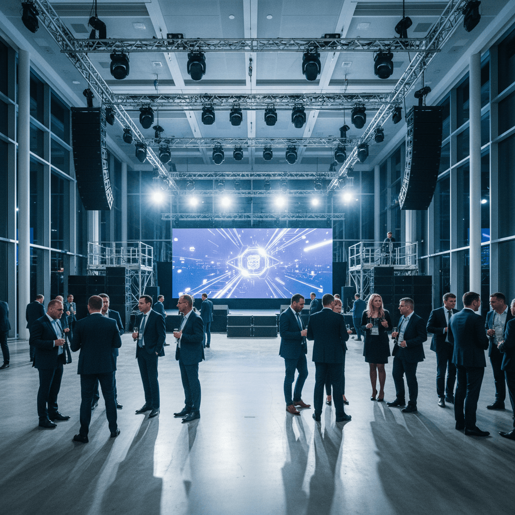 Corporate event setup in a modern Bangkok conference venue
