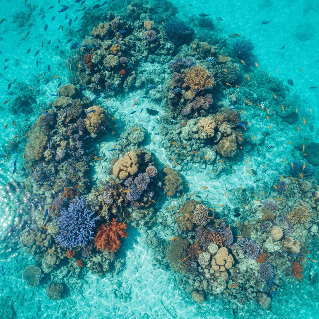 Koh Tao crystal clear turquoise waters with coral reef and tropical fish