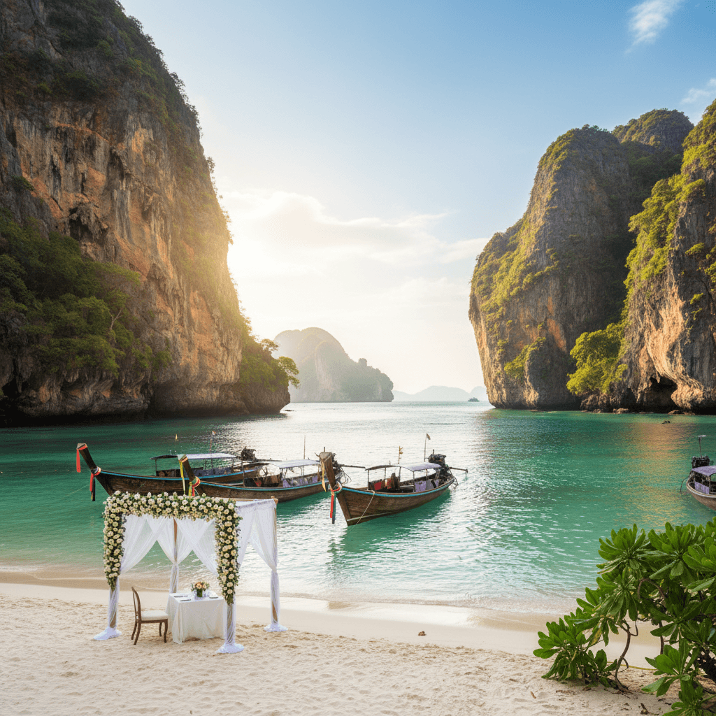 Scenic Krabi coastline with limestone cliffs perfect for weddings