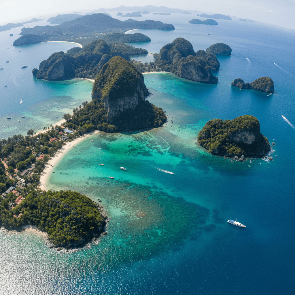Luxury private yacht sailing through Andaman Sea with stunning Phuket coastline