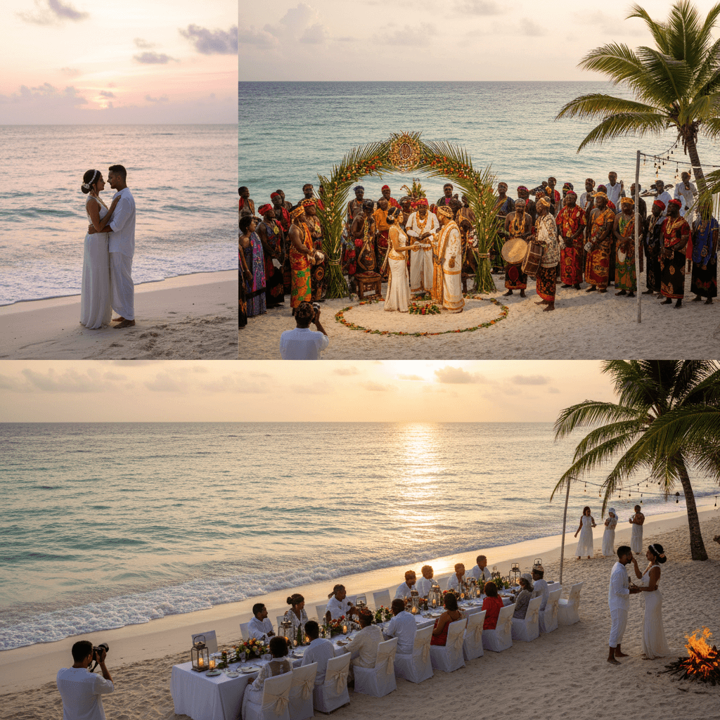 Phuket beachfront wedding venue with sunset backdrop