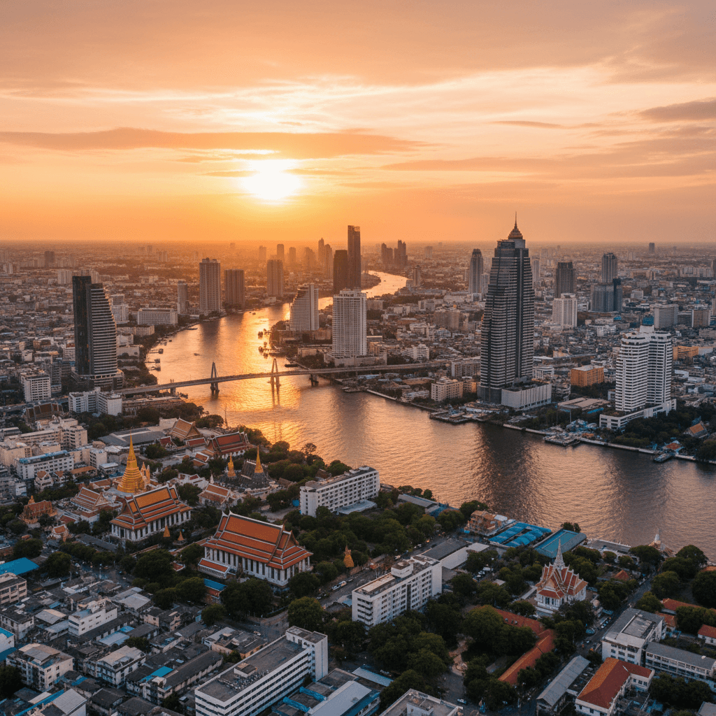 Bangkok Thailand cityscape at golden hour — Golden Rise Travels DMC
